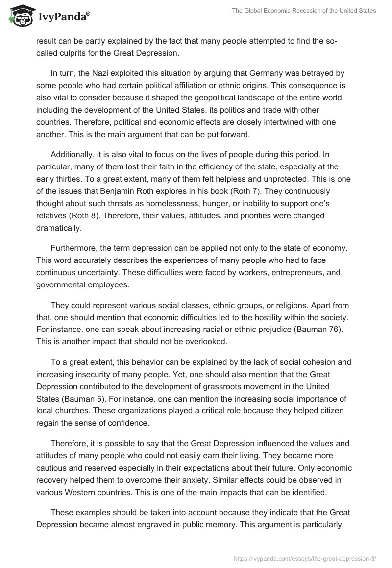 The Global Economic Recession of the United States. Page 3