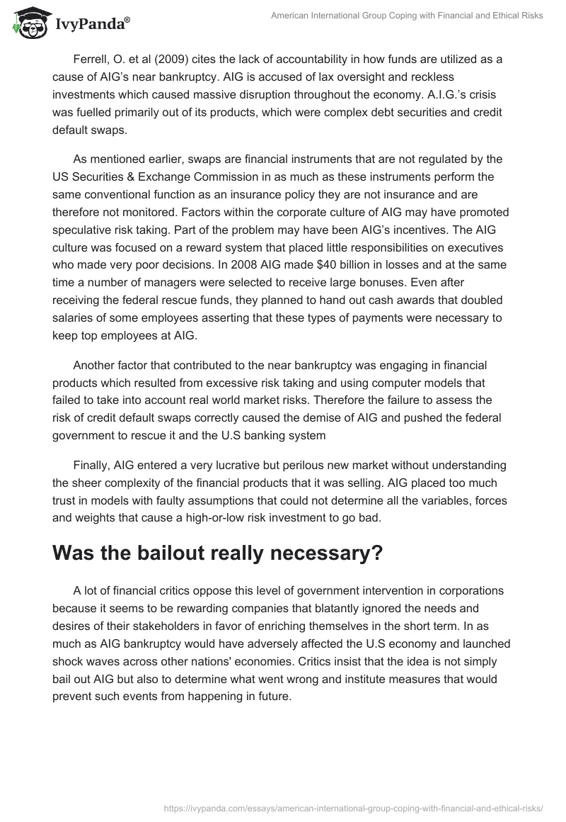 American International Group Coping with Financial and Ethical Risks. Page 2