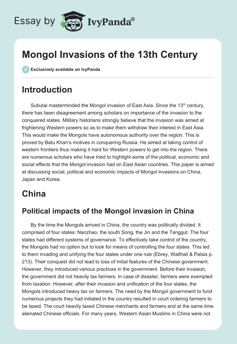 Mongol Invasions of the 13th Century. Page 1