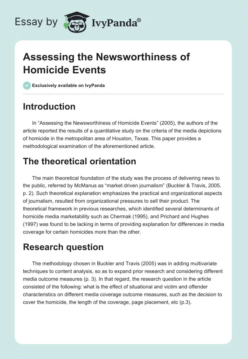 Assessing the Newsworthiness of Homicide Events. Page 1