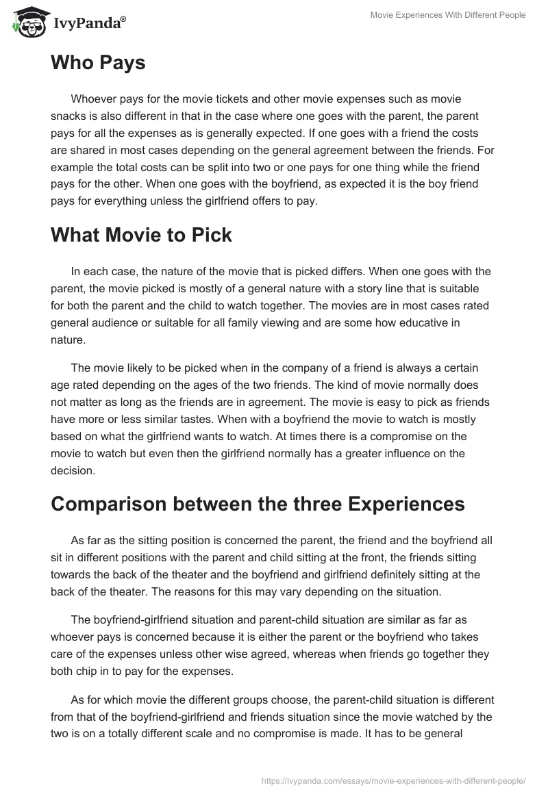 Movie Experiences With Different People. Page 2