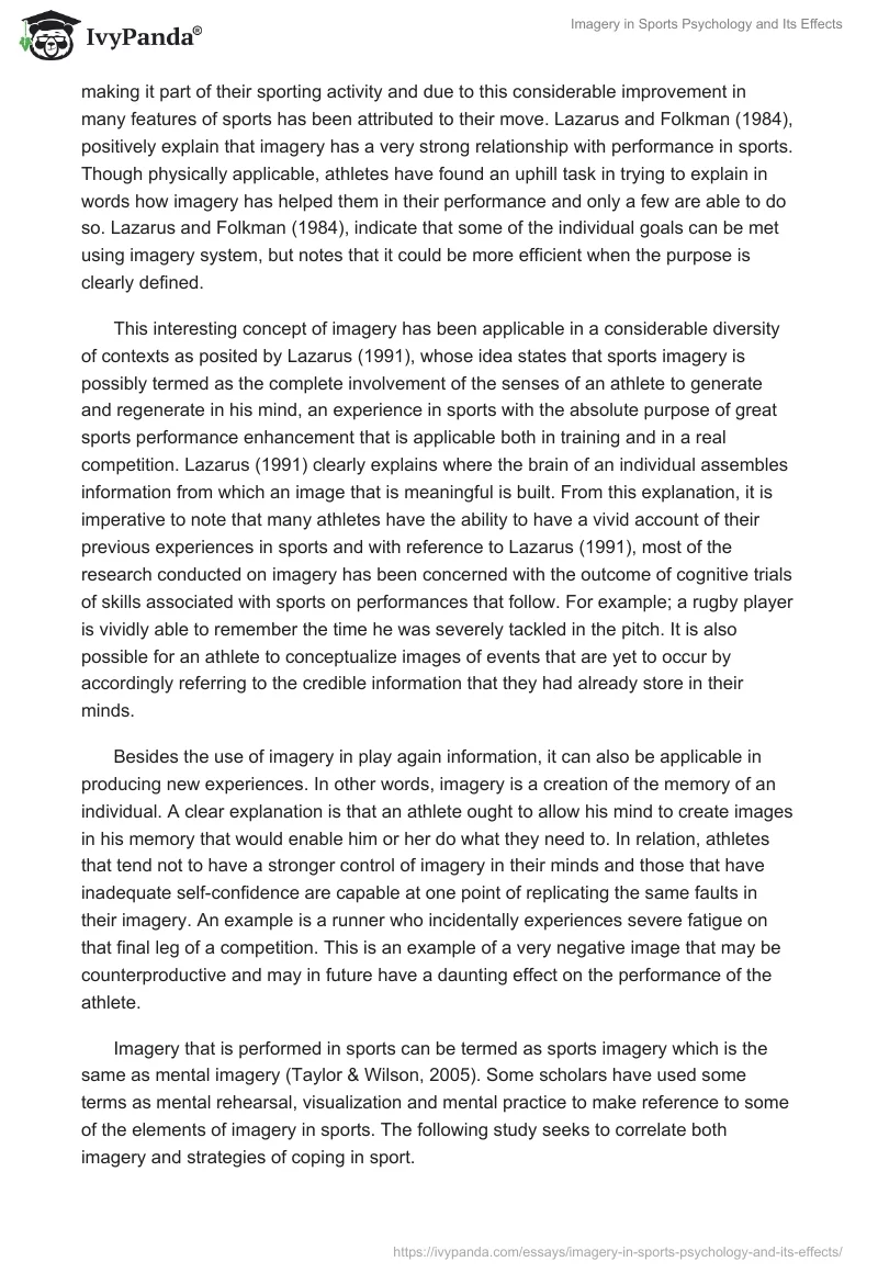Imagery in Sports Psychology and Its Effects. Page 2