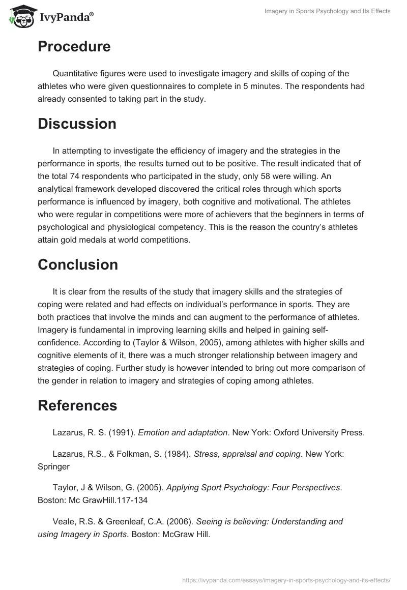 Imagery in Sports Psychology and Its Effects. Page 4