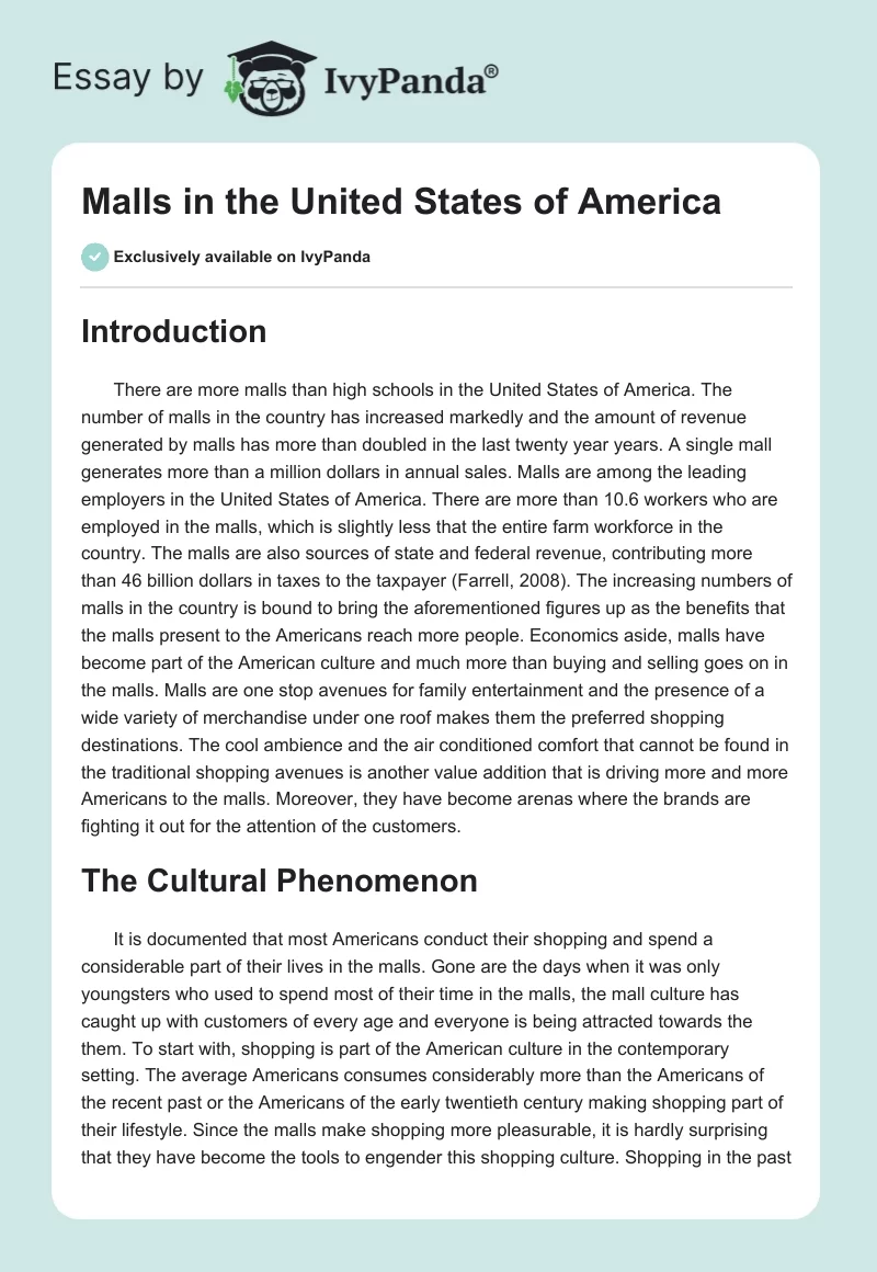 Malls in the United States of America. Page 1