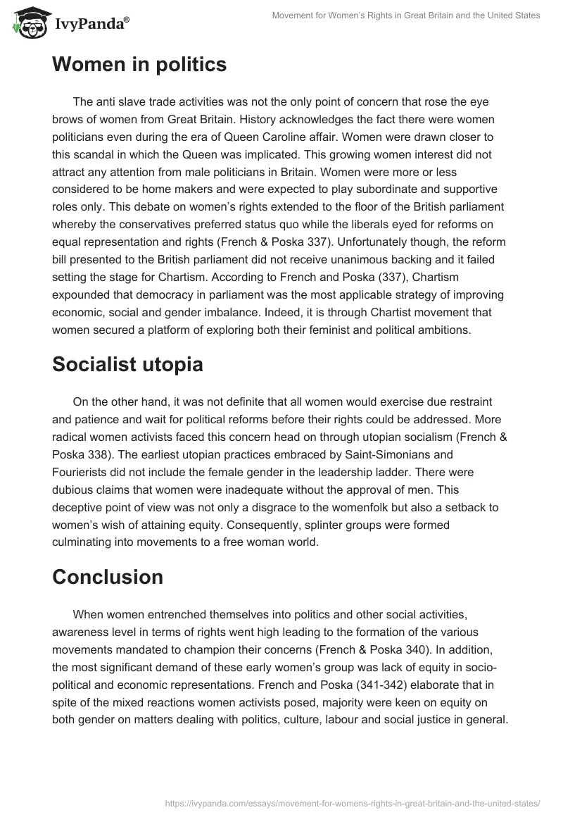 Movement for Women’s Rights in Great Britain and the United States. Page 2