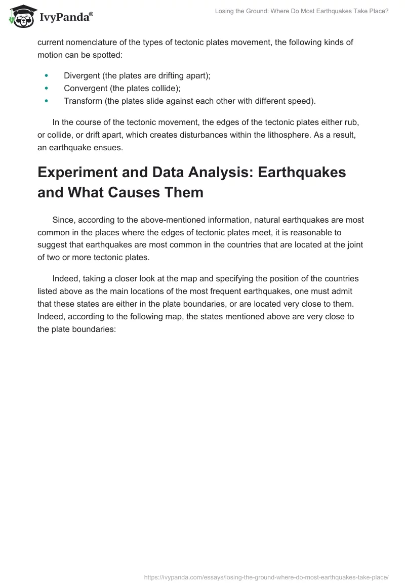 Losing the Ground: Where Do Most Earthquakes Take Place?. Page 2
