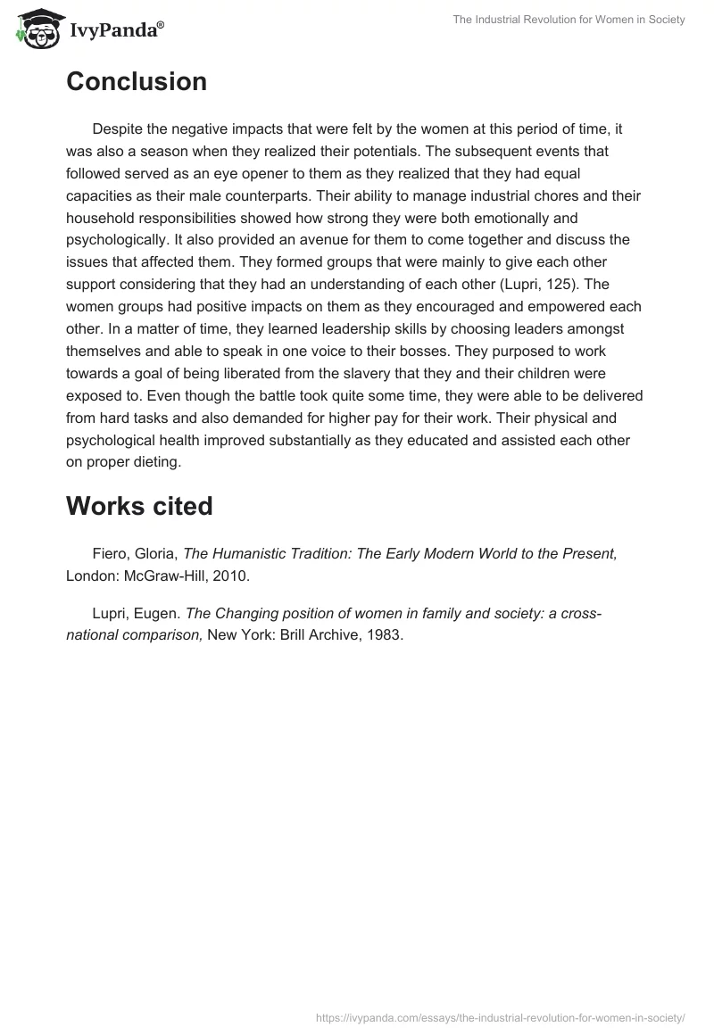 The Industrial Revolution for Women in Society. Page 3