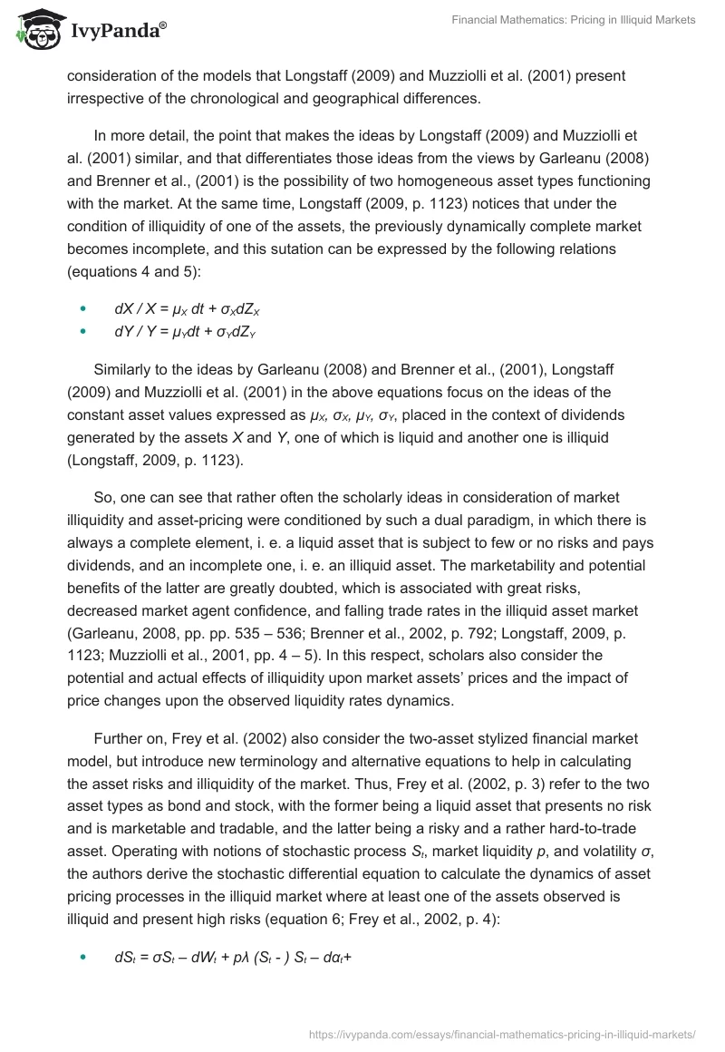 Financial Mathematics: Pricing in Illiquid Markets. Page 3