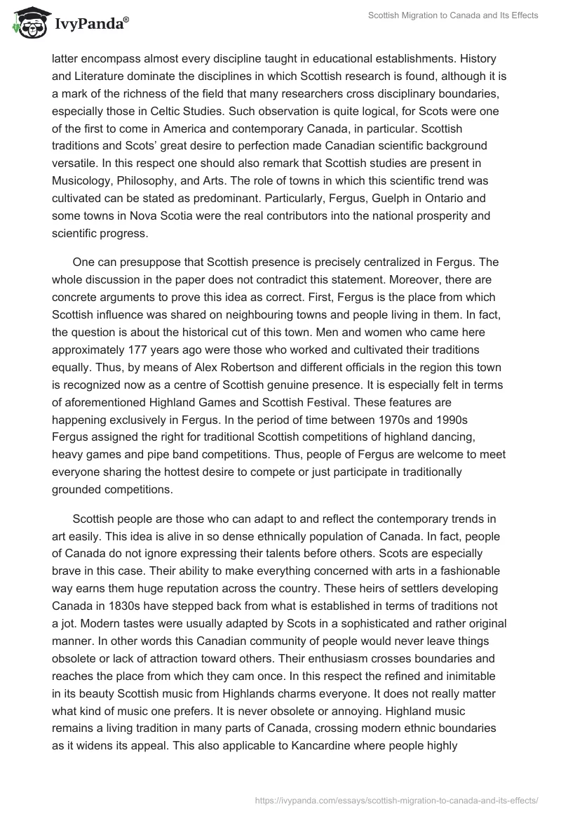 Scottish Migration to Canada and Its Effects. Page 5