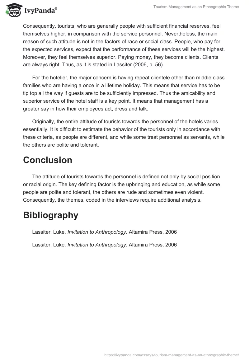 Tourism Management as an Ethnographic Theme. Page 2