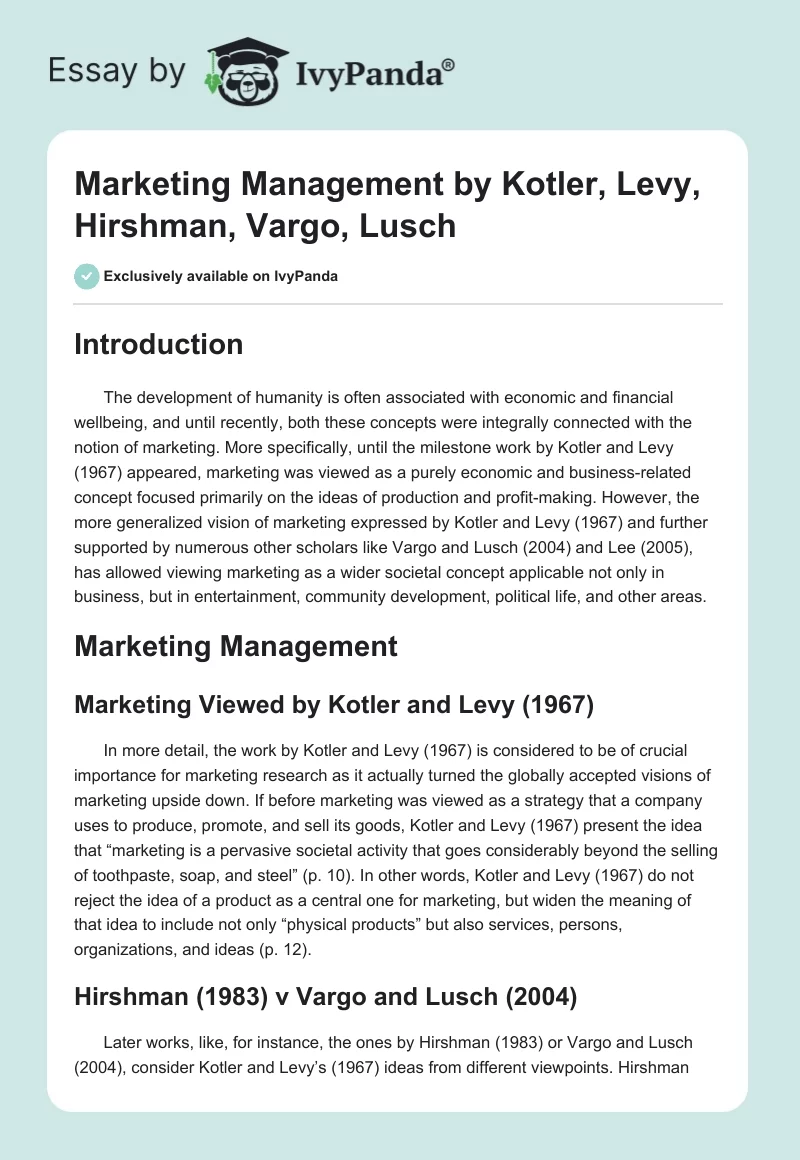 Marketing Management by Kotler, Levy, Hirshman, Vargo, Lusch. Page 1