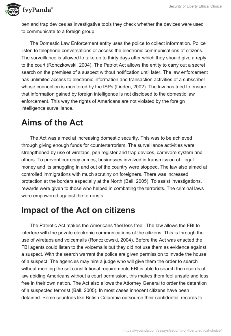 Security or Liberty Ethical Choice. Page 4