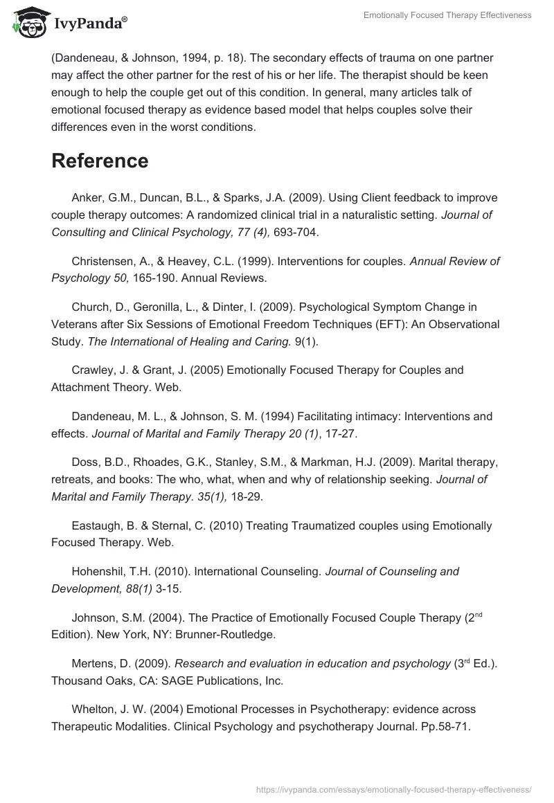 Emotionally Focused Therapy Effectiveness. Page 4