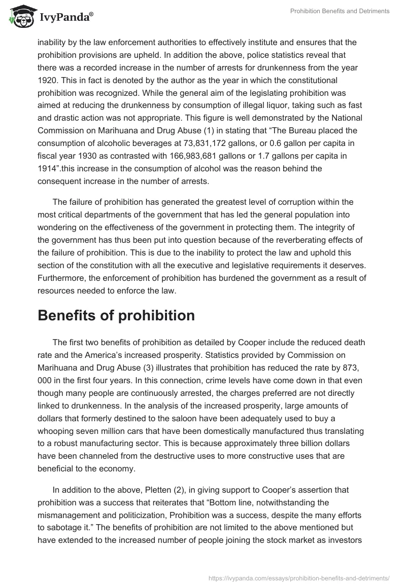 Prohibition Benefits and Detriments. Page 2