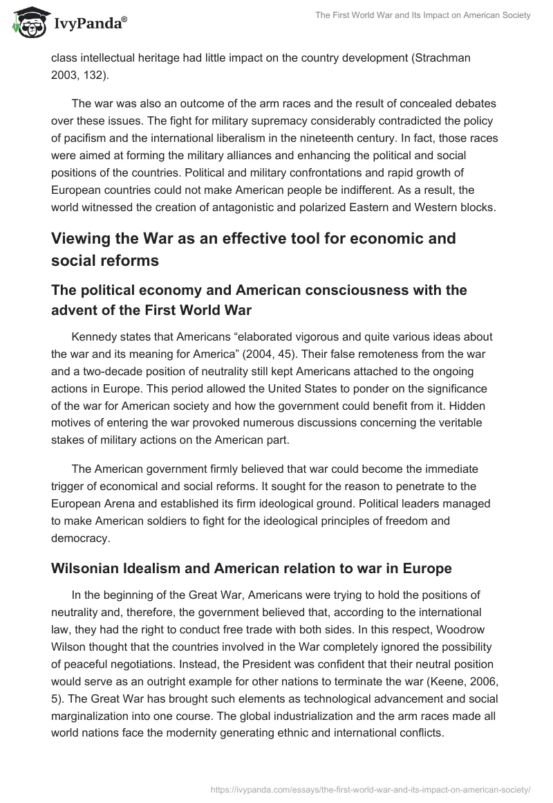 The First World War and Its Impact on American Society. Page 3