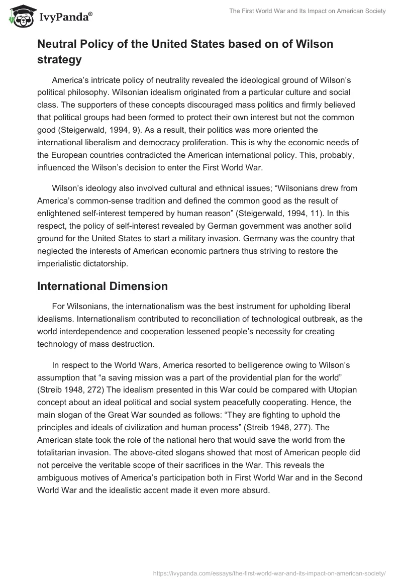 The First World War and Its Impact on American Society. Page 4