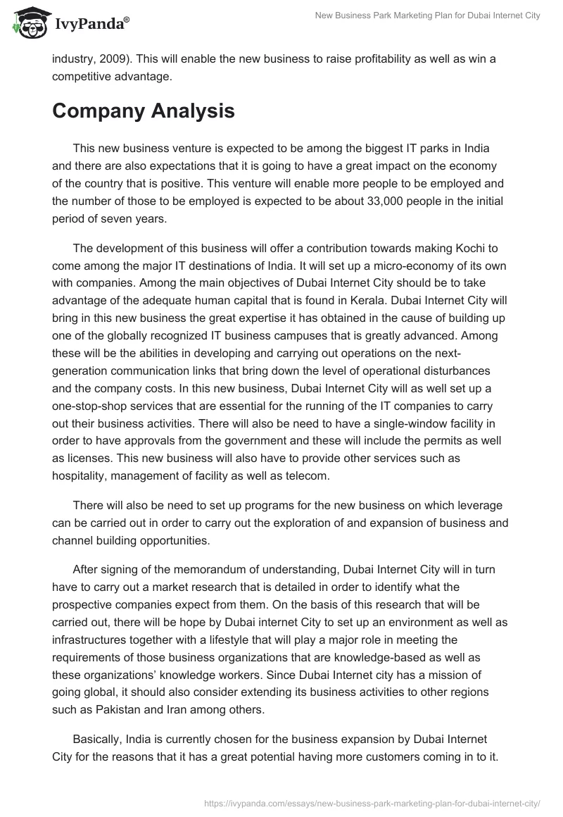 New Business Park Marketing Plan for Dubai Internet City. Page 3