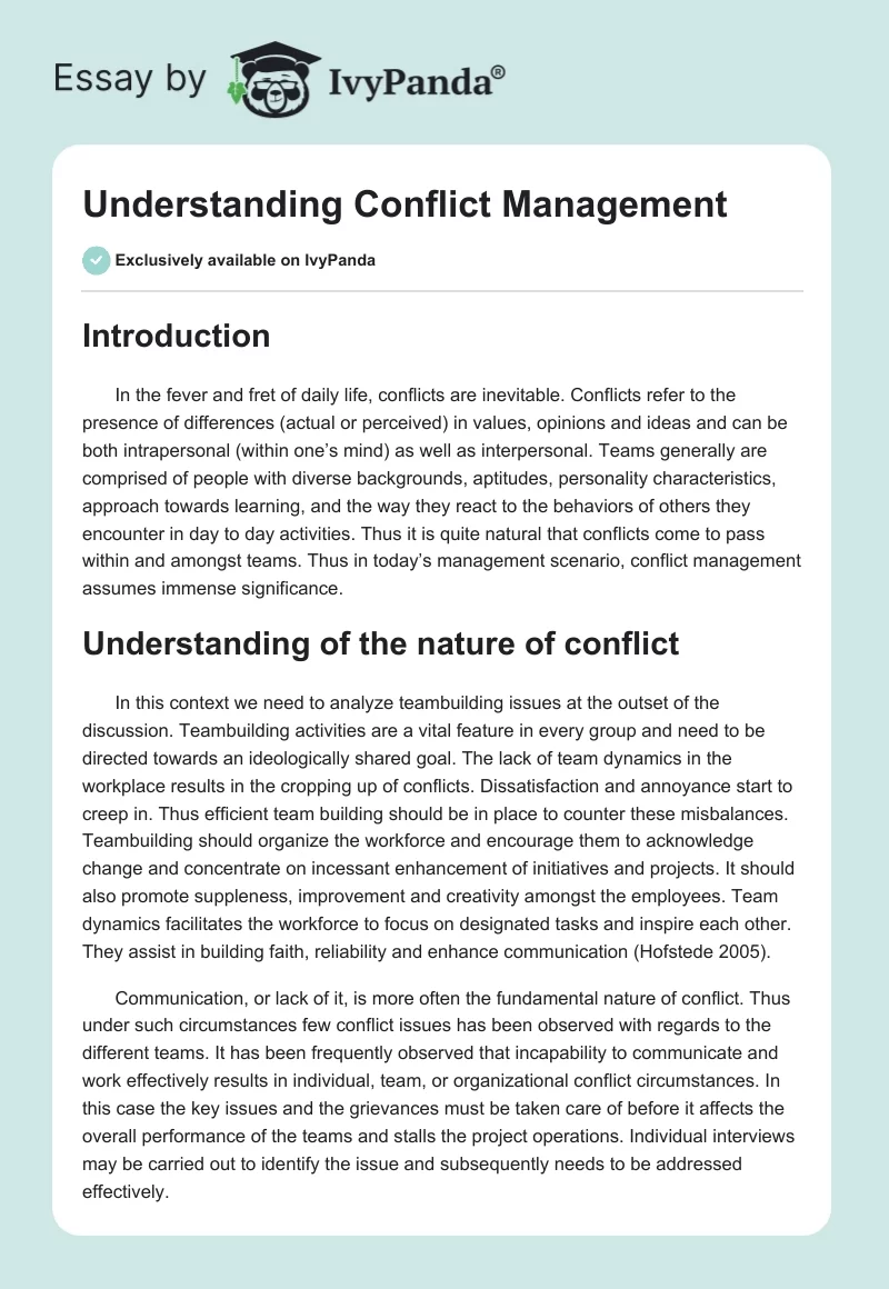 Understanding Conflict Management. Page 1