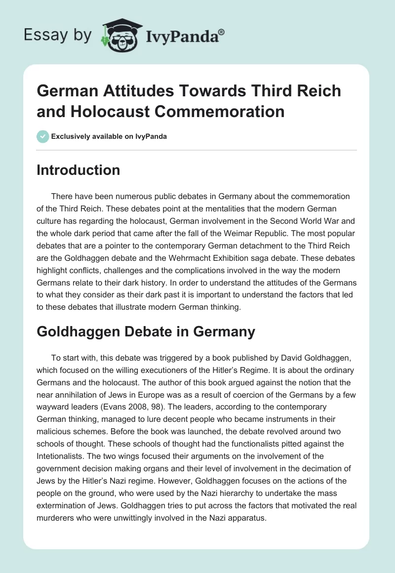 German Attitudes Towards Third Reich and Holocaust Commemoration. Page 1