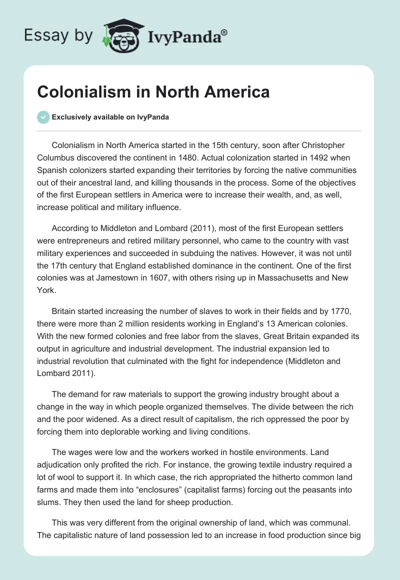 Colonialism in North America. Page 1