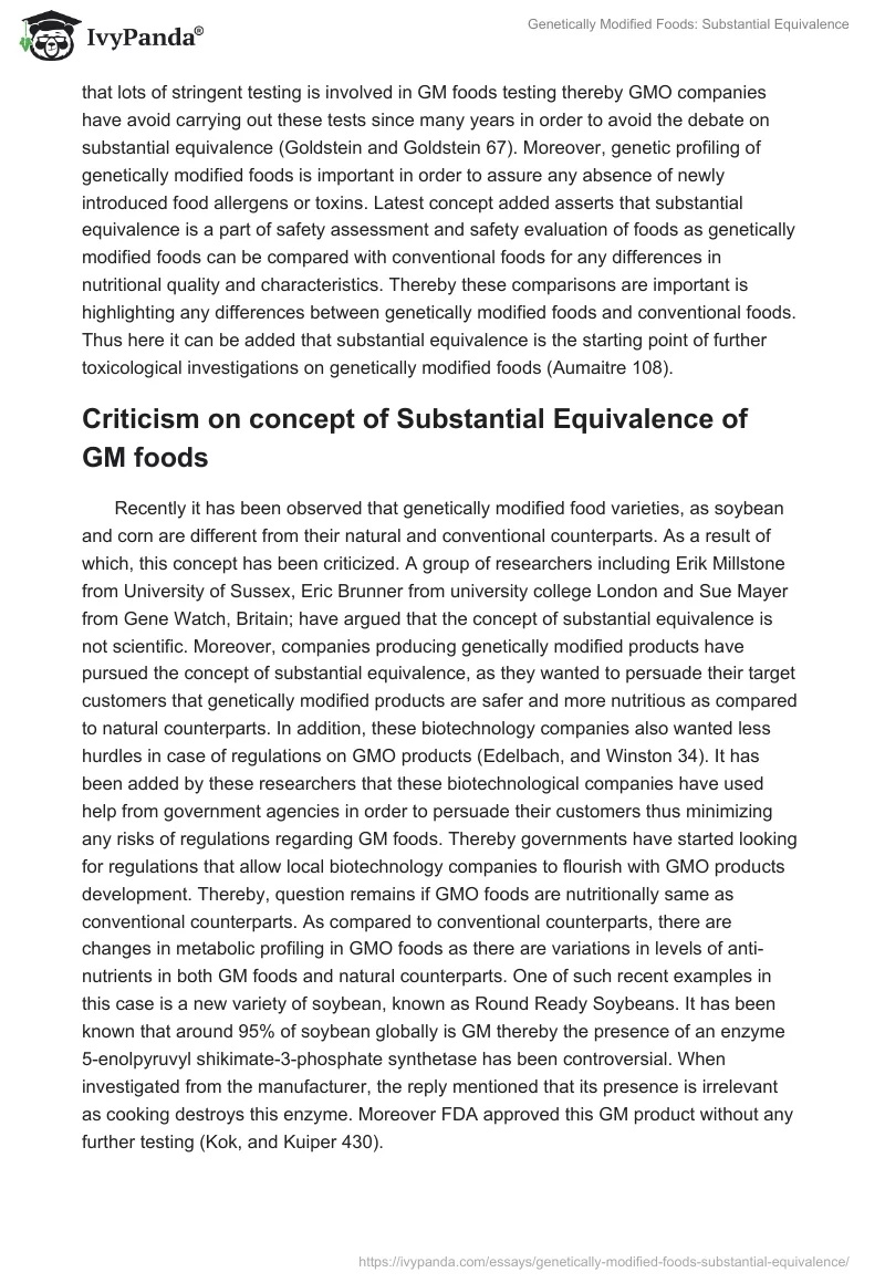 Genetically Modified Foods: Substantial Equivalence. Page 2