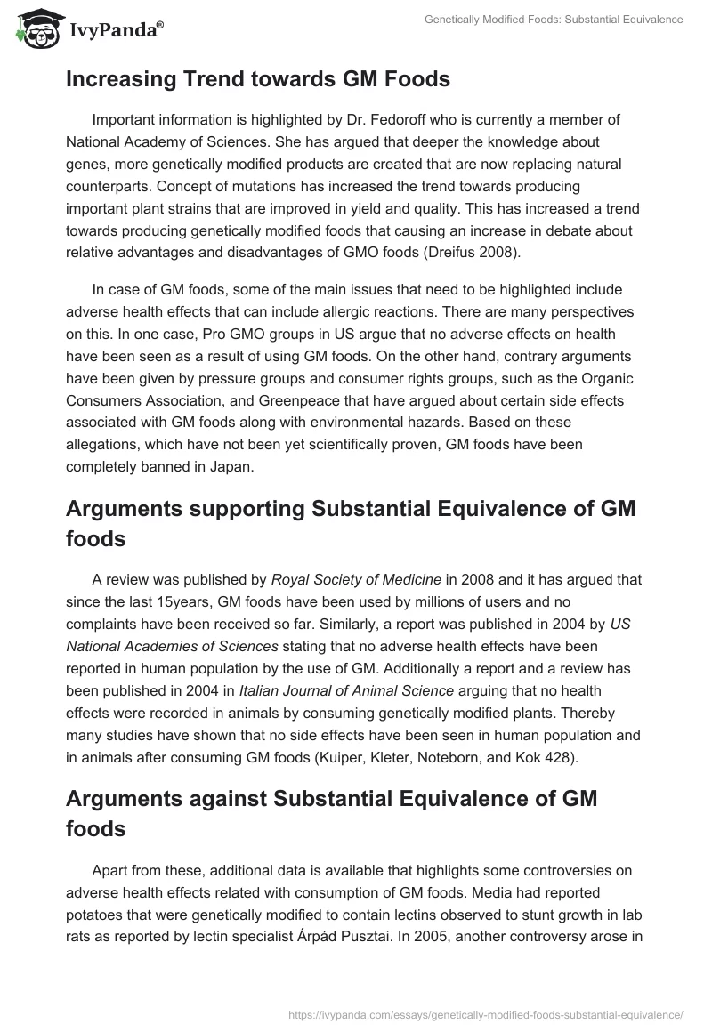 Genetically Modified Foods: Substantial Equivalence. Page 3