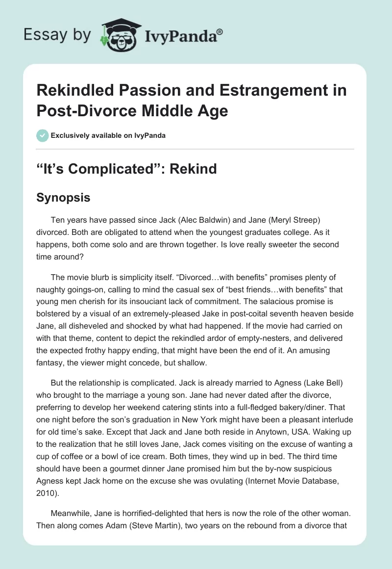 Rekindled Passion and Estrangement in Post-Divorce Middle Age. Page 1