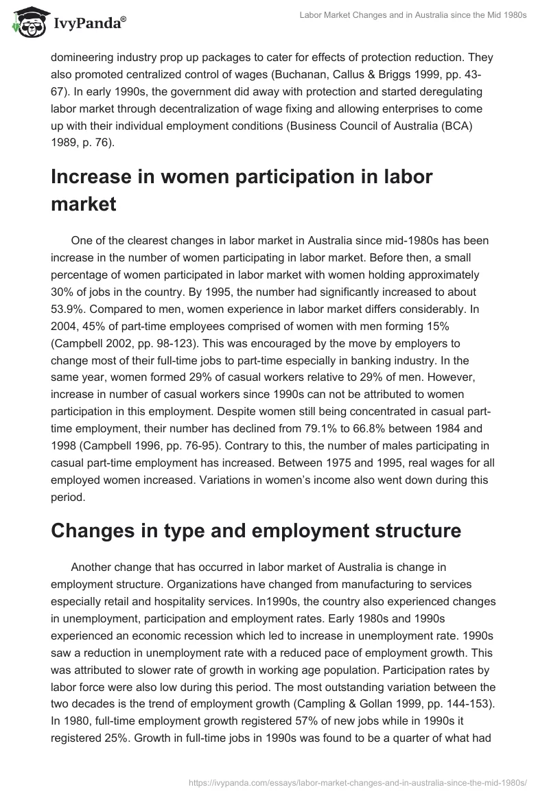 Labor Market Changes and in Australia since the Mid 1980s. Page 2