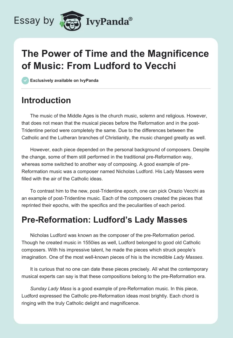 The Power of Time and the Magnificence of Music: From Ludford to Vecchi. Page 1