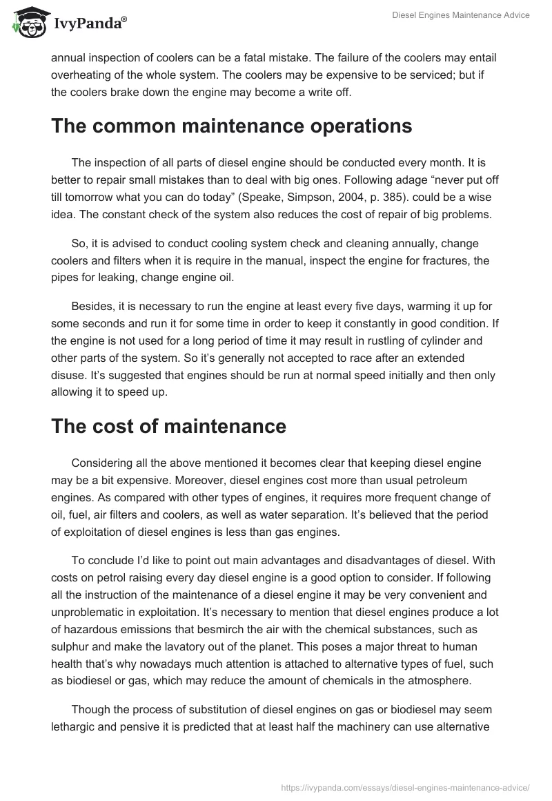 Diesel Engines Maintenance Advice. Page 4