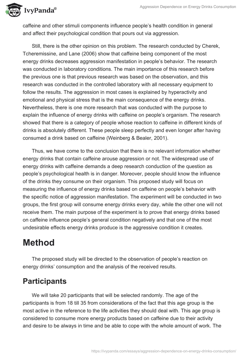 Aggression Dependence on Energy Drinks Consumption. Page 2