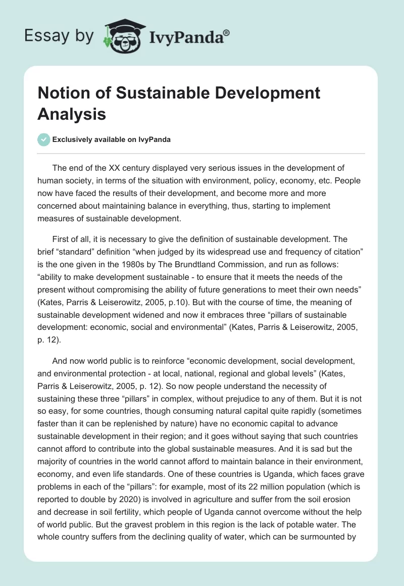 Notion of Sustainable Development Analysis. Page 1