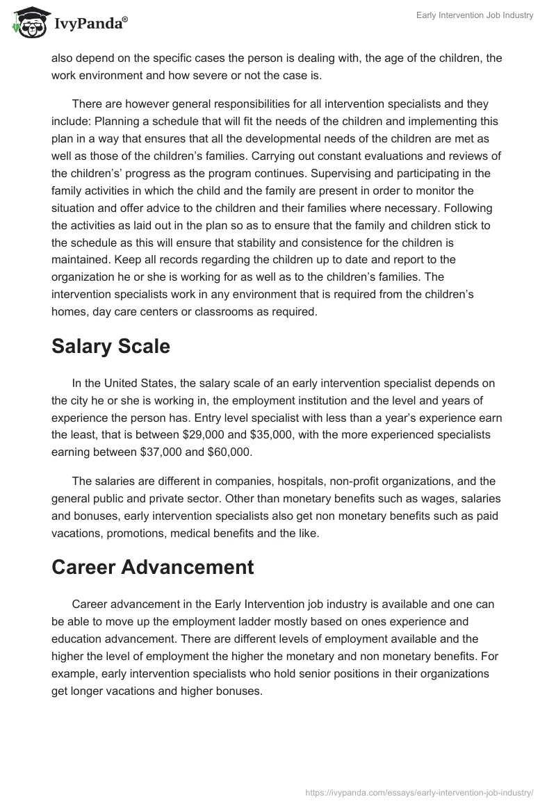 Early Intervention Job Industry. Page 2