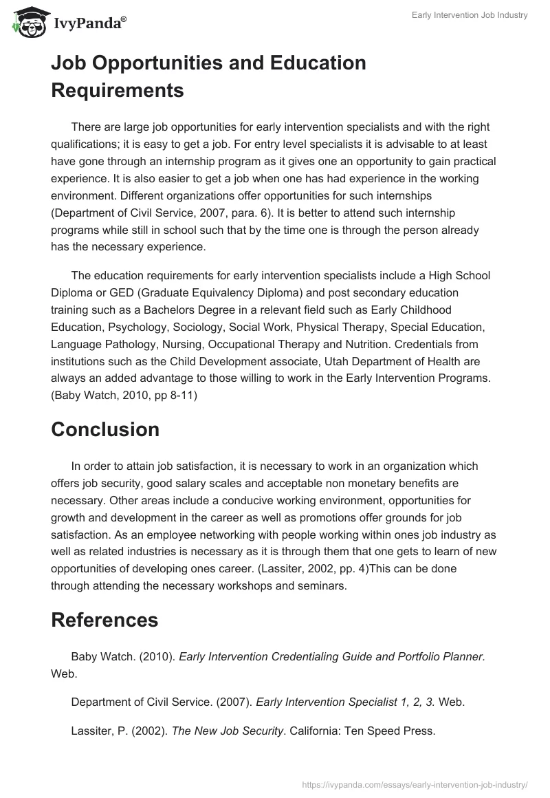 Early Intervention Job Industry. Page 3