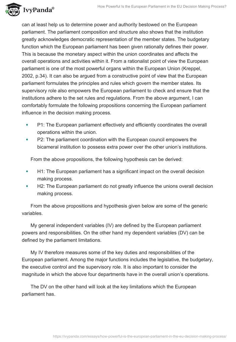 How Powerful Is the European Parliament in the EU Decision Making Process?. Page 4