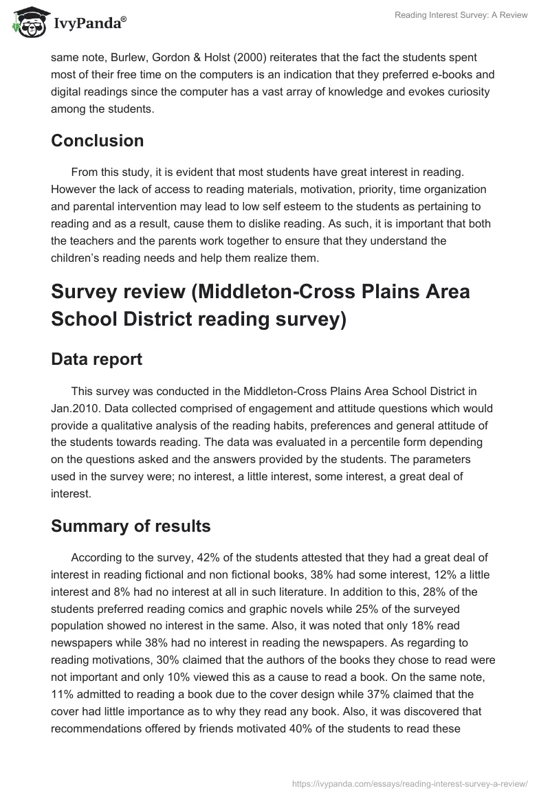 Reading Interest Survey: A Review. Page 3