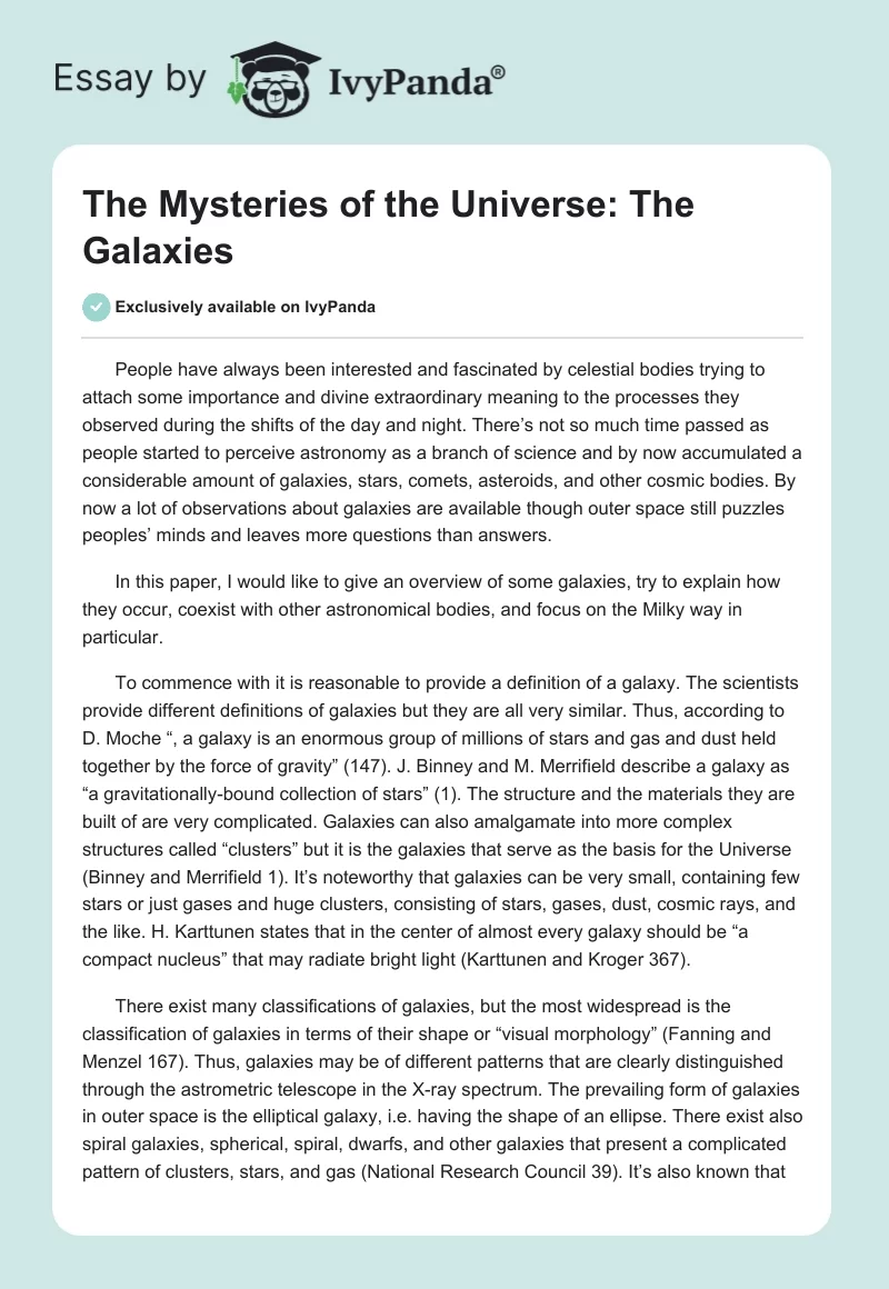 The Mysteries of the Universe: The Galaxies. Page 1
