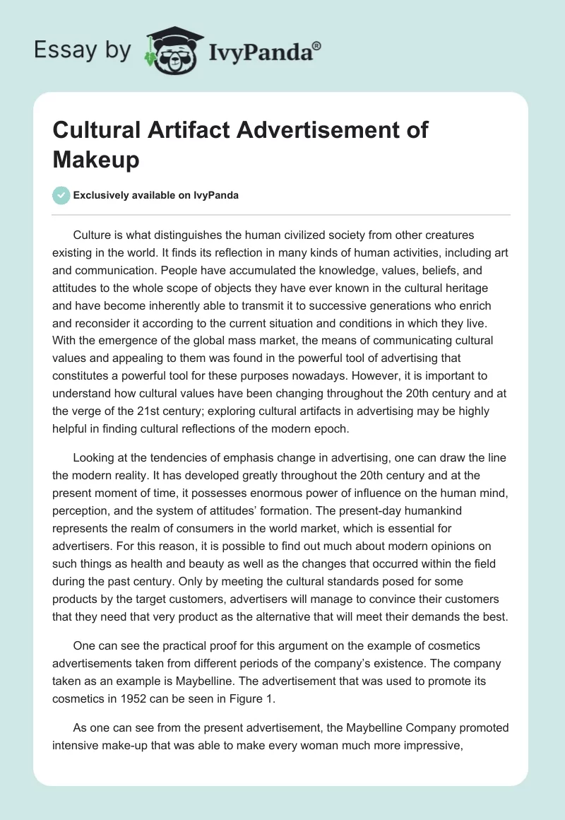 Cultural Artifact Advertisement of Makeup. Page 1