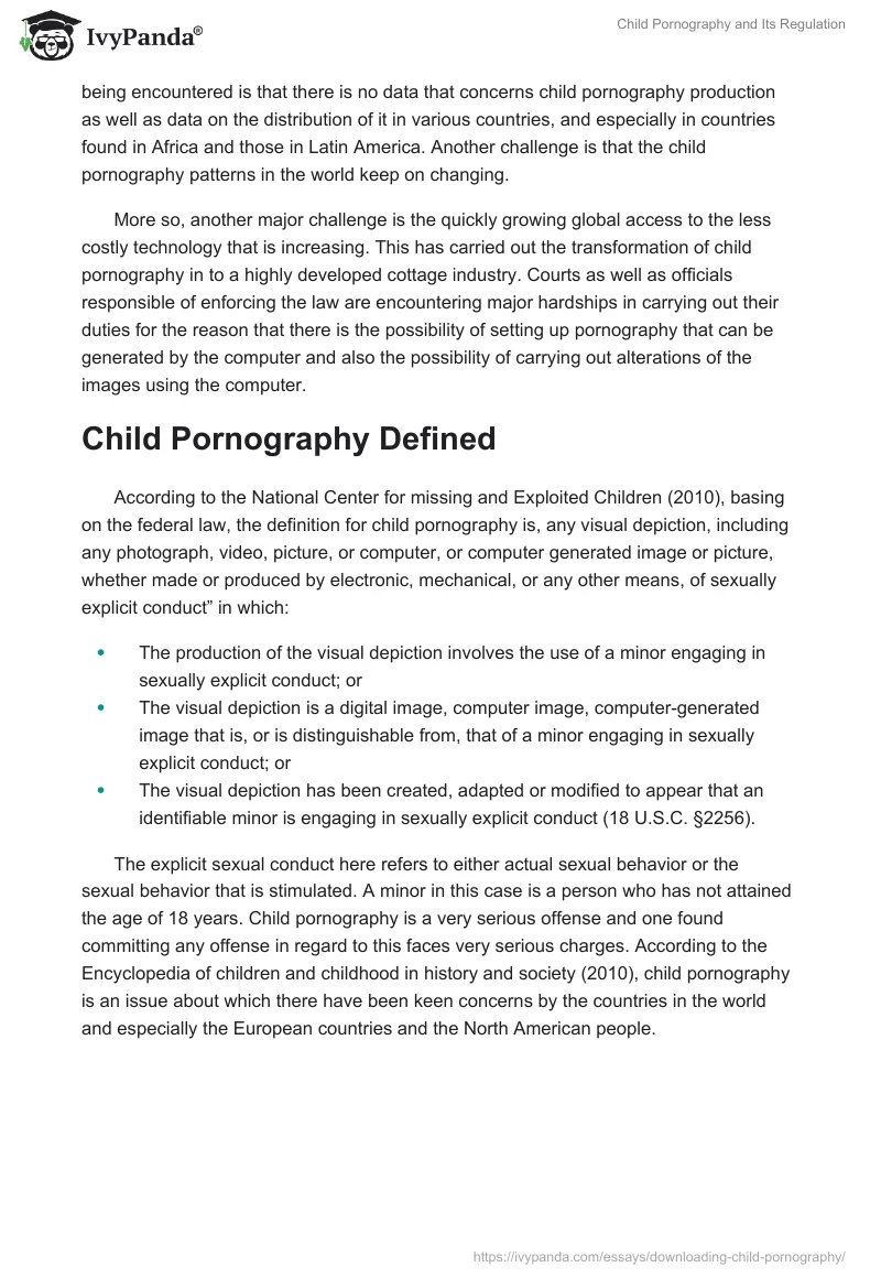 Child Pornography and Its Regulation. Page 2