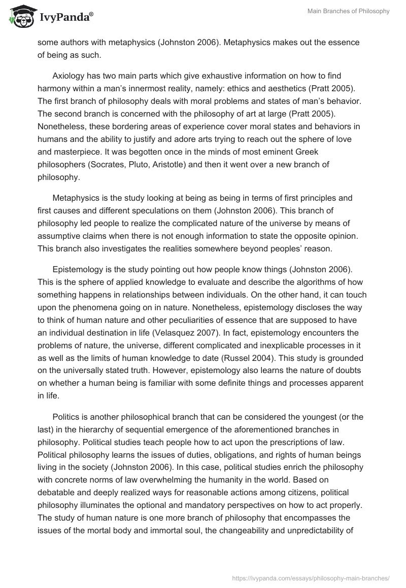 Main Branches of Philosophy. Page 2