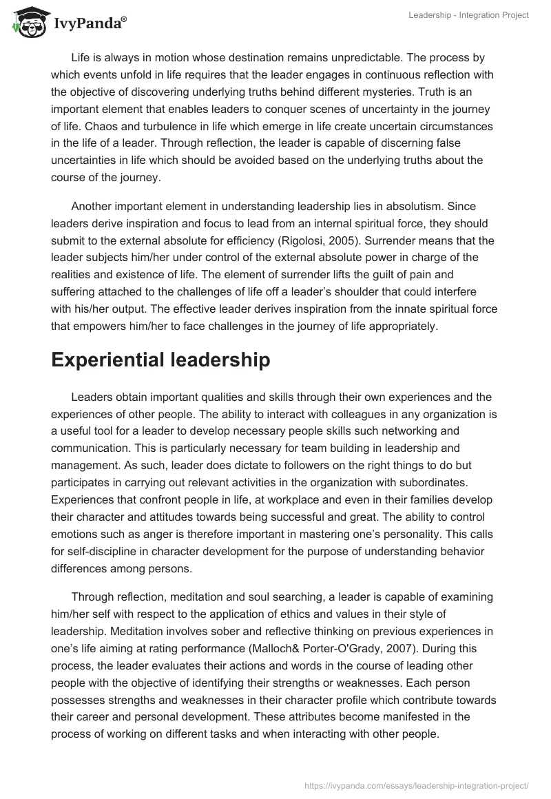Leadership - Integration Project. Page 3