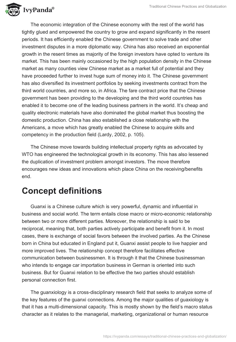 Traditional Chinese Practices and Globalization. Page 2