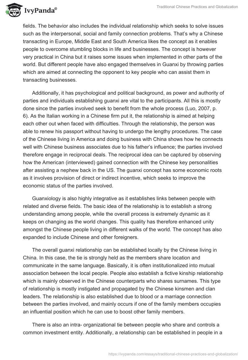 Traditional Chinese Practices and Globalization. Page 3