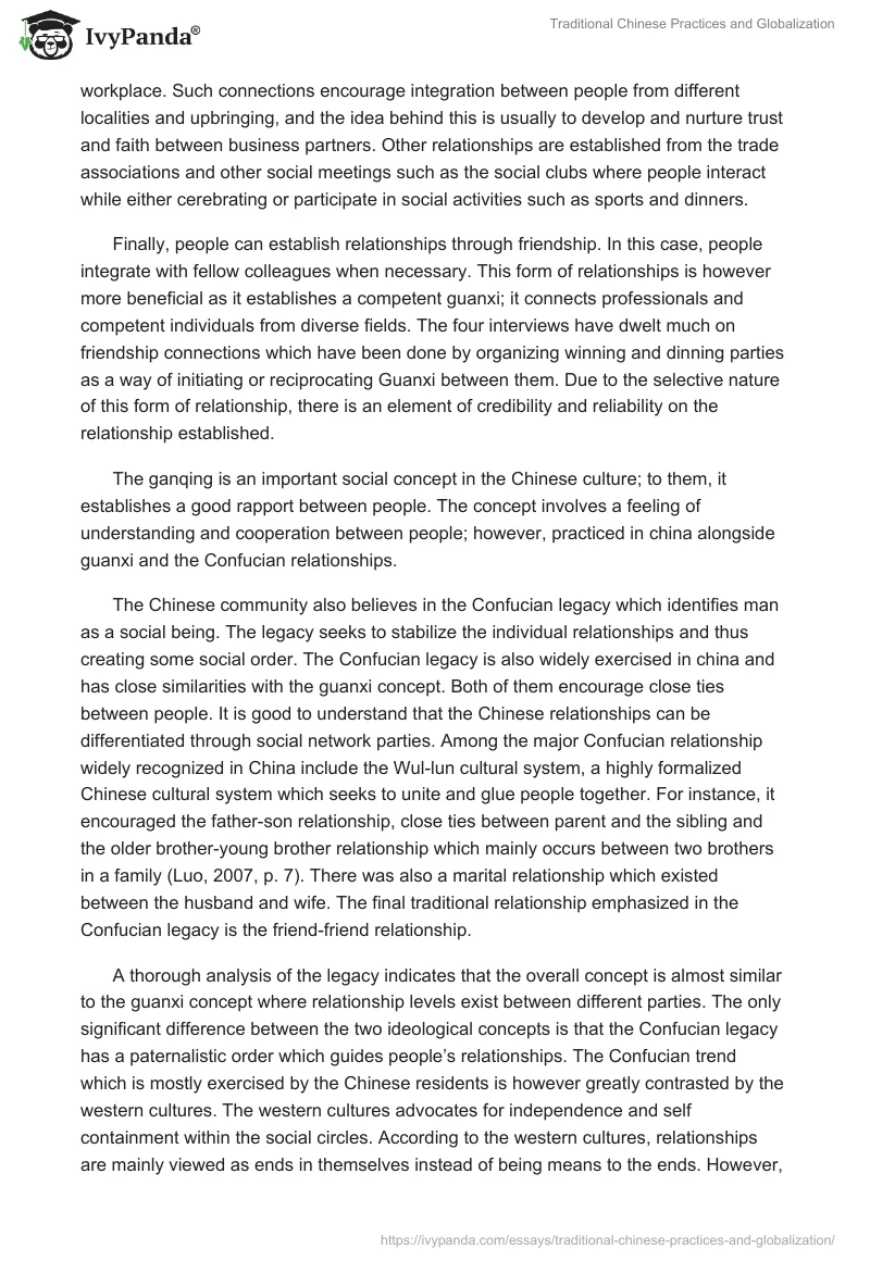 Traditional Chinese Practices and Globalization. Page 4