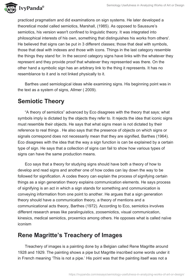 Semiology Usefulness in Analyzing Works of Art or Design. Page 3