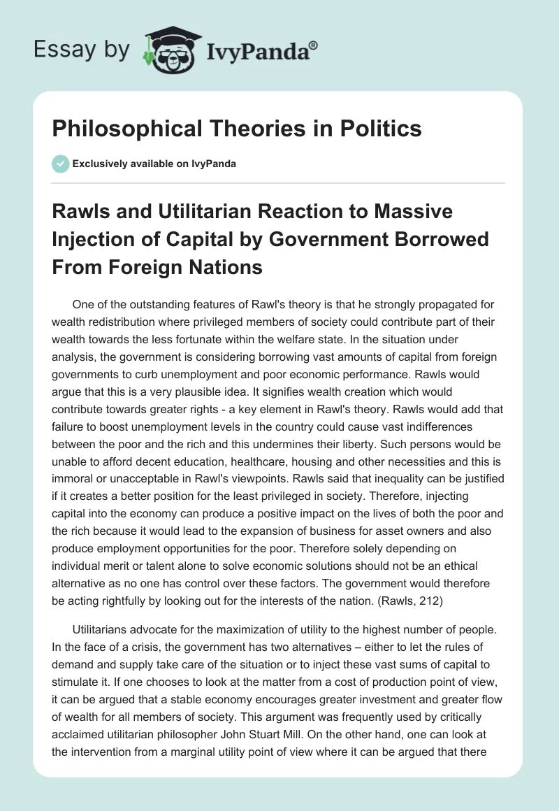Philosophical Theories in Politics. Page 1