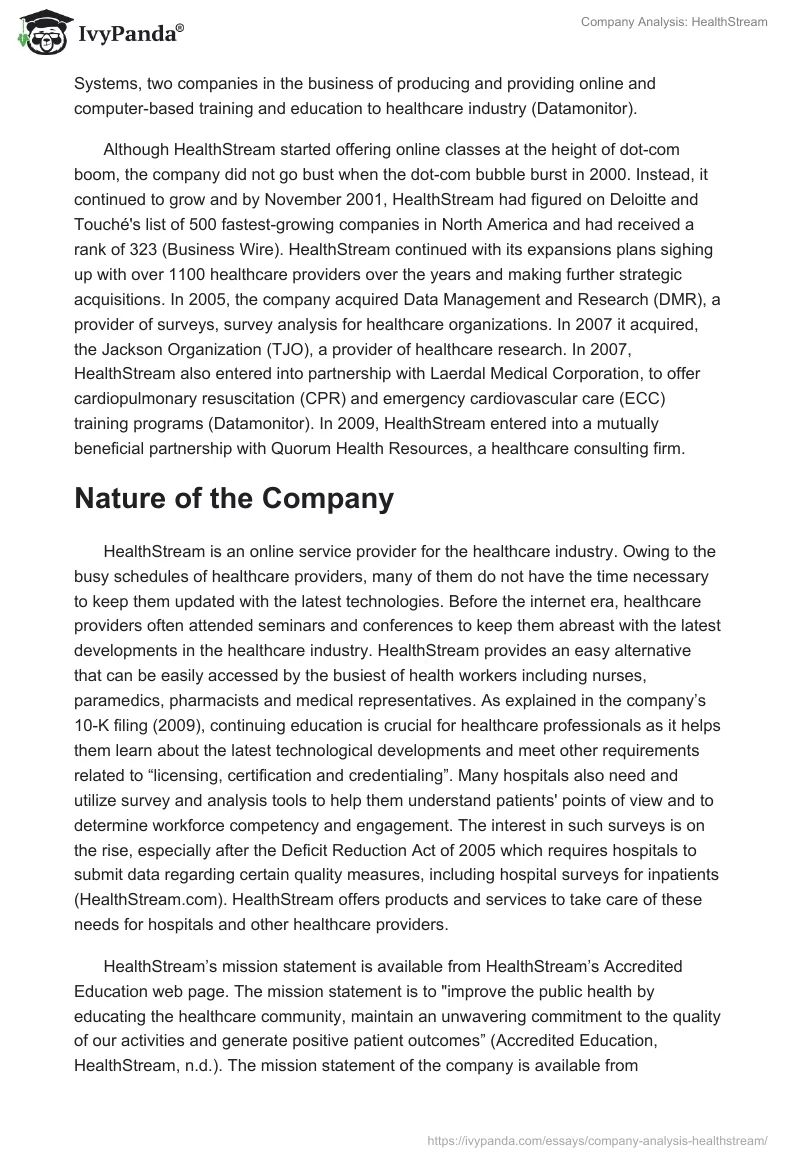 Company Analysis: HealthStream. Page 2