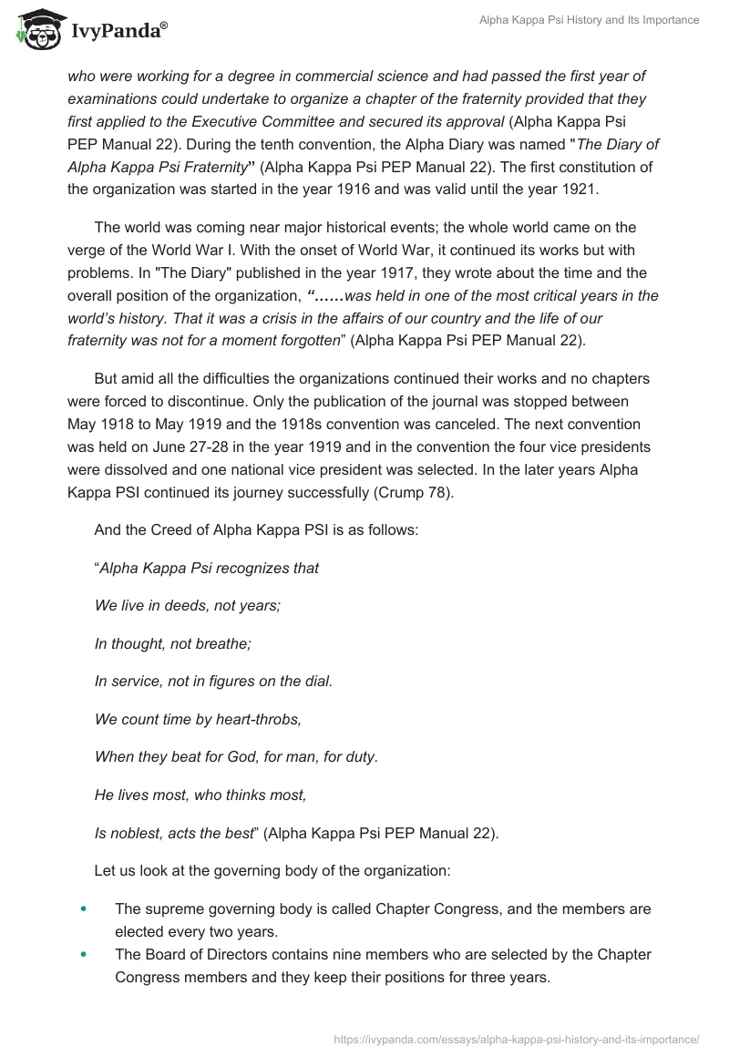 Alpha Kappa Psi History and Its Importance. Page 2
