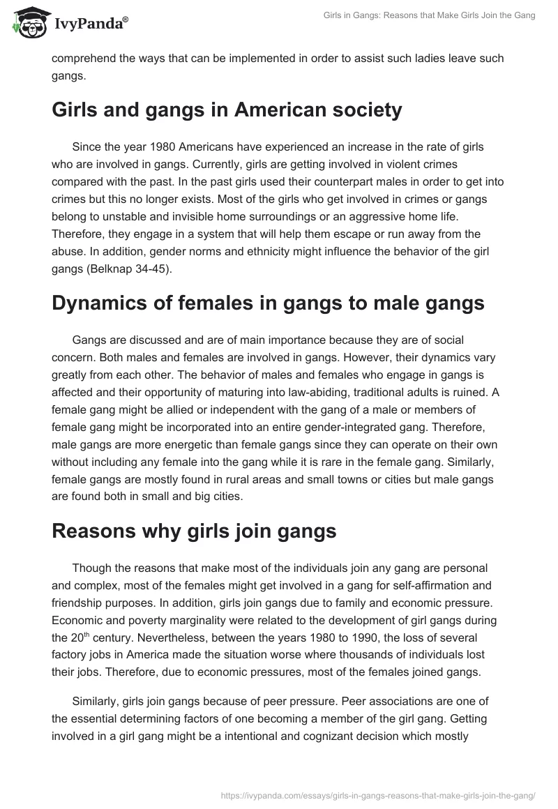Girls in Gangs: Reasons that Make Girls Join the Gang. Page 2
