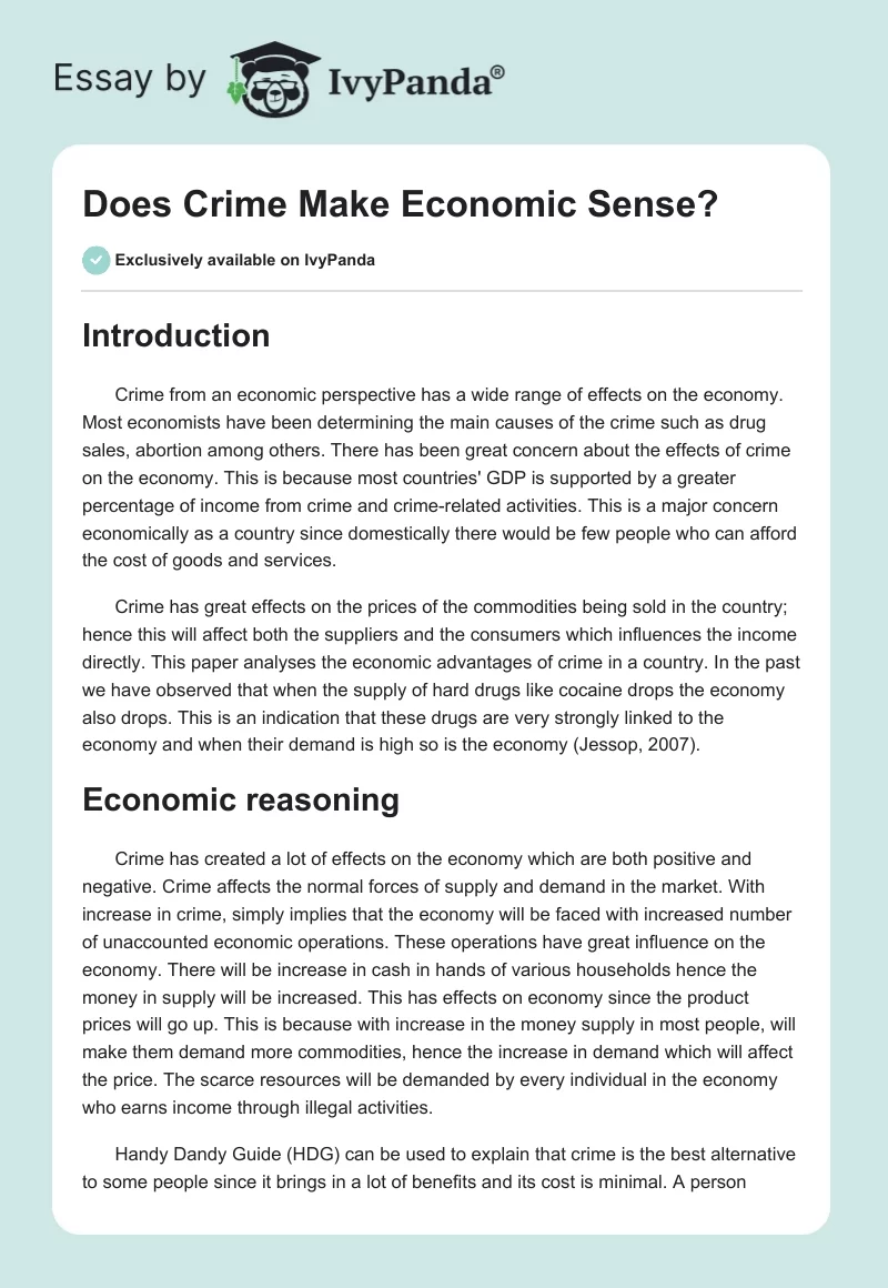 Does Crime Make Economic Sense?. Page 1